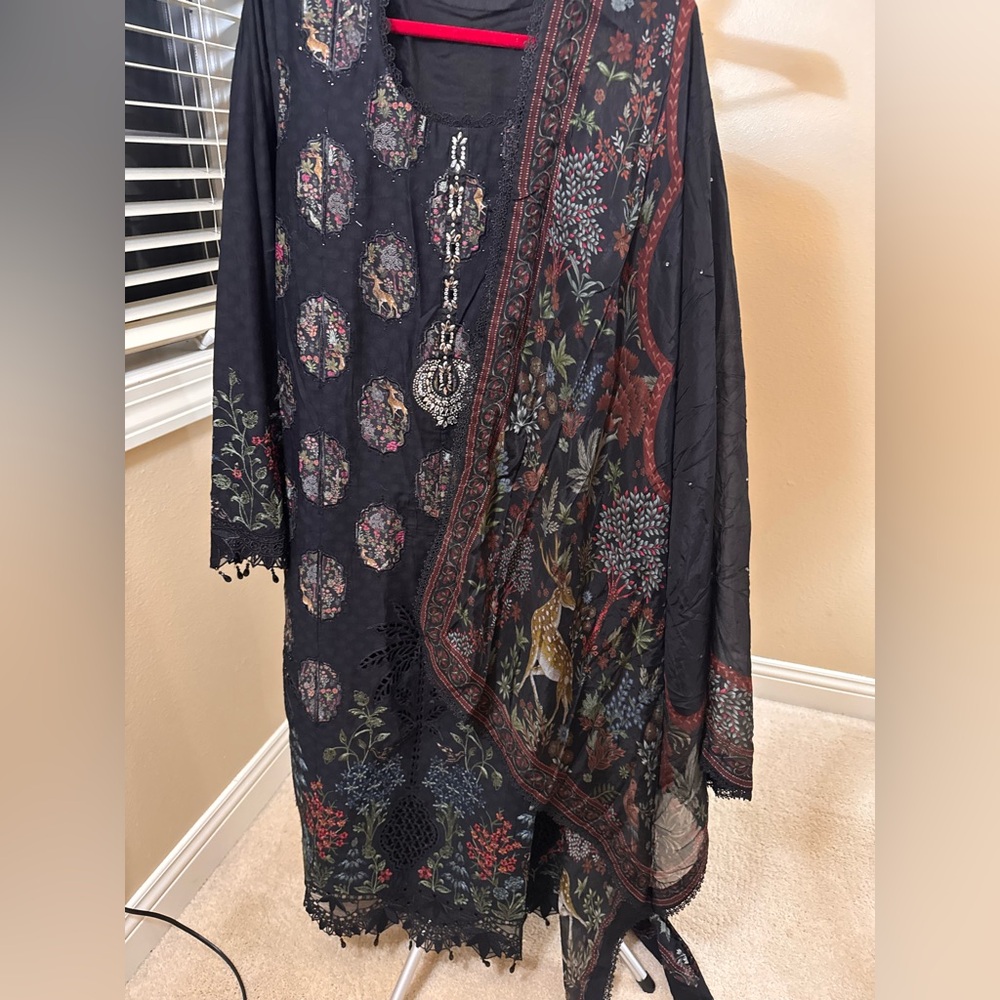 Maria B Black Pakistani lawn embellished dress